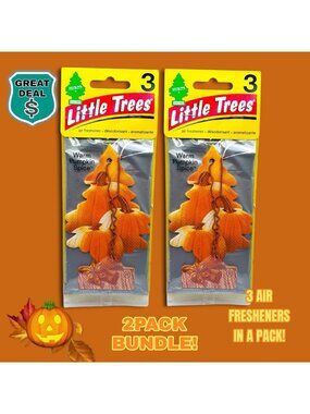 2 Packs of 3 Little Tree Warm Pumpkin Spice Air Fresheners Trees Limited Edition